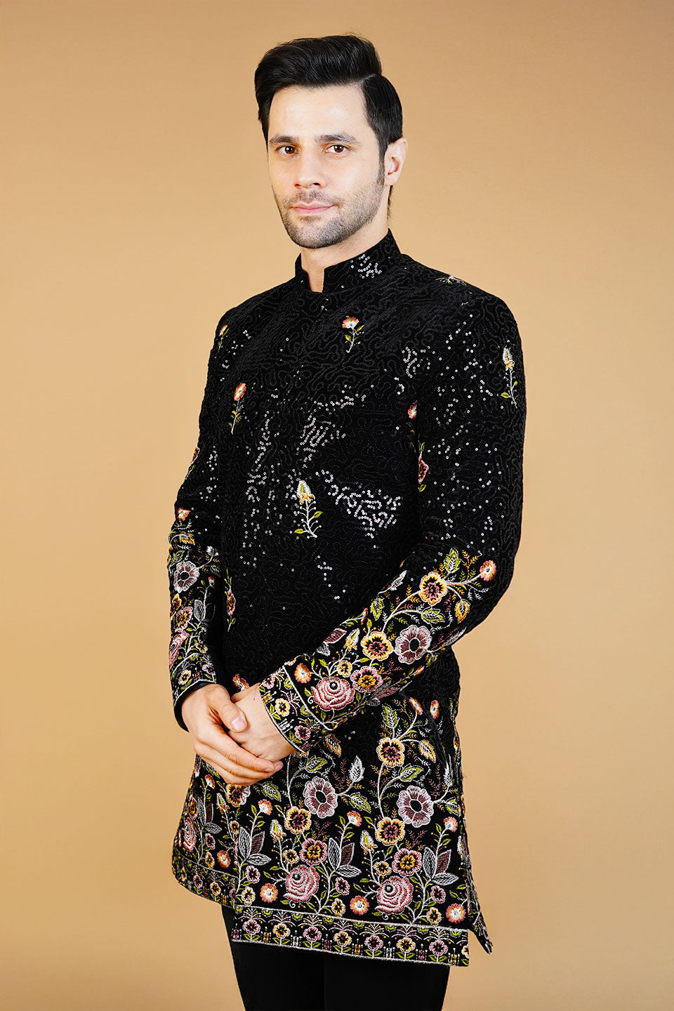 Velvet Black Bandhgala