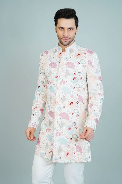 Polyester Satin Cream Bandhgala