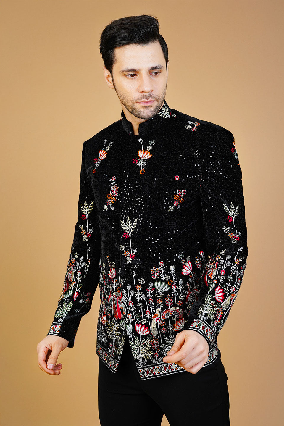 Velvet Black Bandhgala