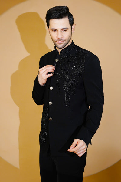 Polyester Satin Black Suit