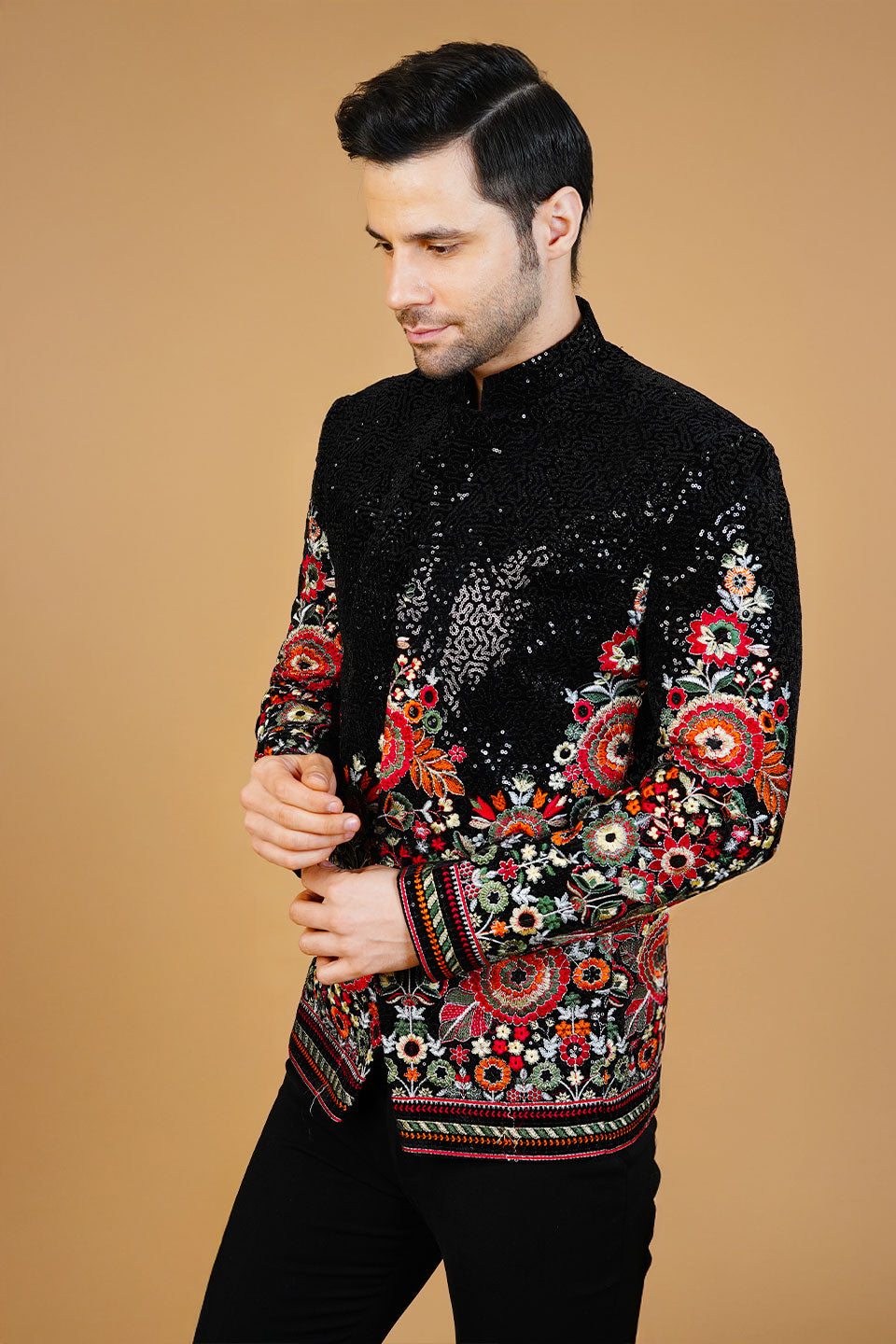 Velvet Black Bandhgala