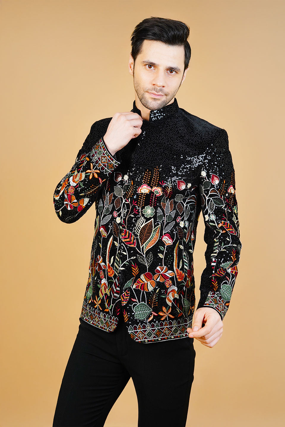 Velvet Black Bandhgala