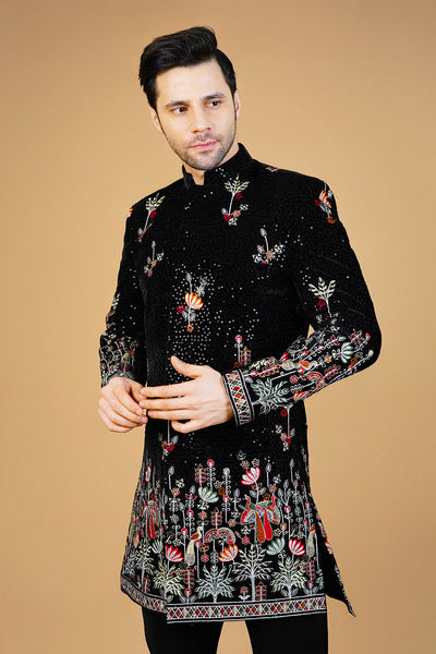 Velvet Black Bandhgala