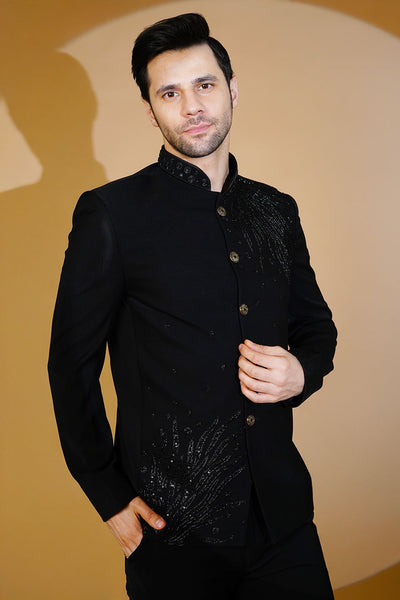 Polyester Satin Black Suit