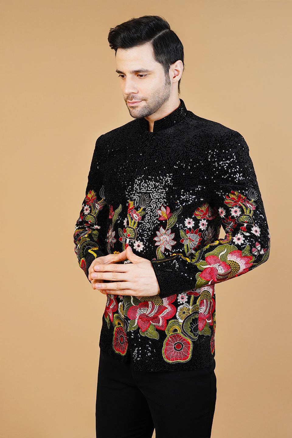 Velvet Black Bandhgala