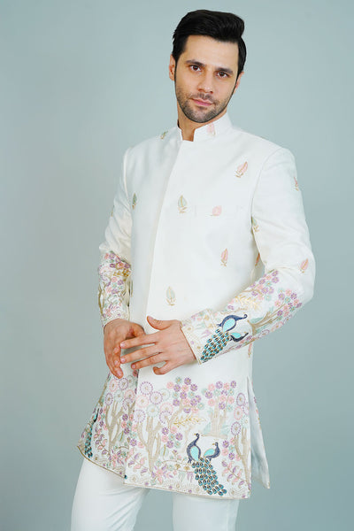 Polyester Satin White Bandhgala