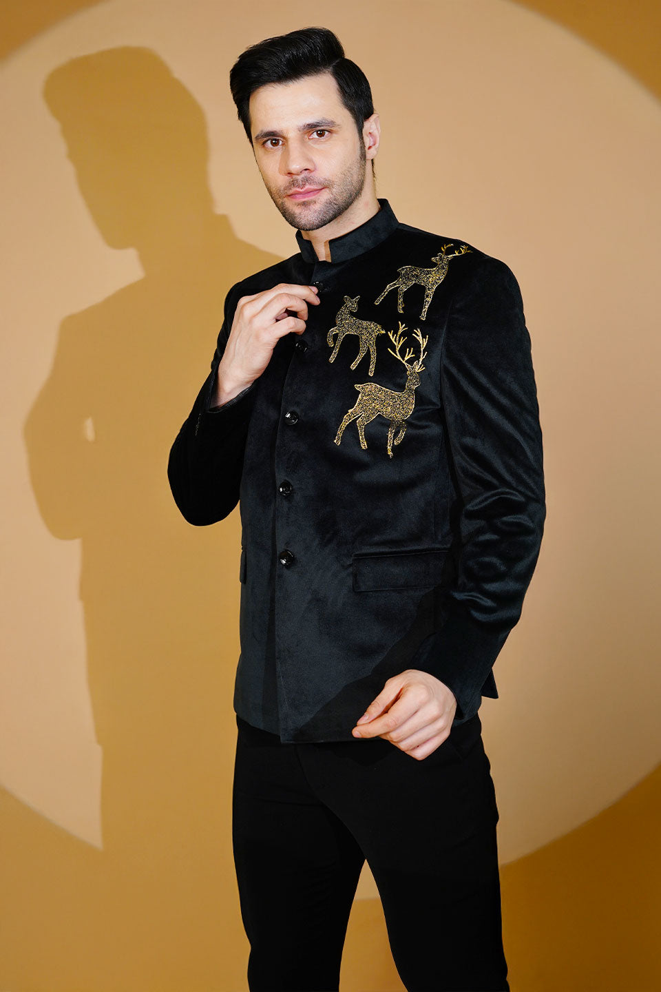 Velvet Black Bandhgala