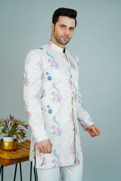 Polyester Satin White Bandhgala