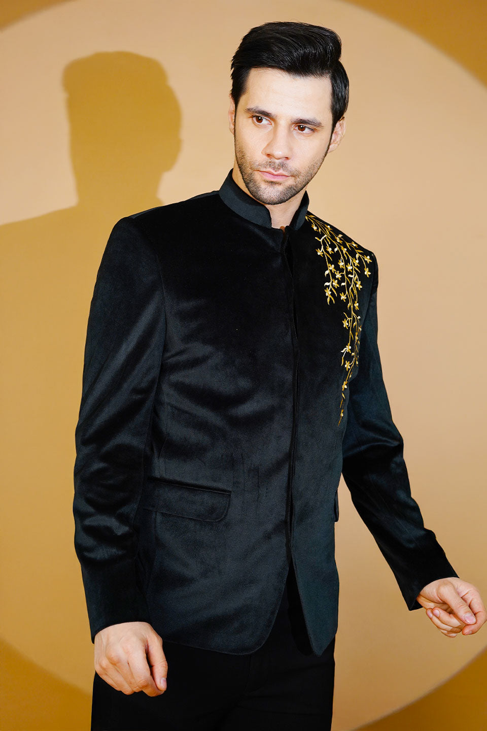 Velvet Black Bandhgala