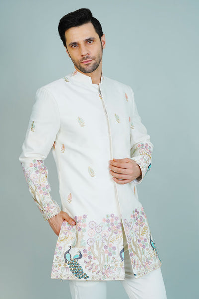 Polyester Satin White Bandhgala