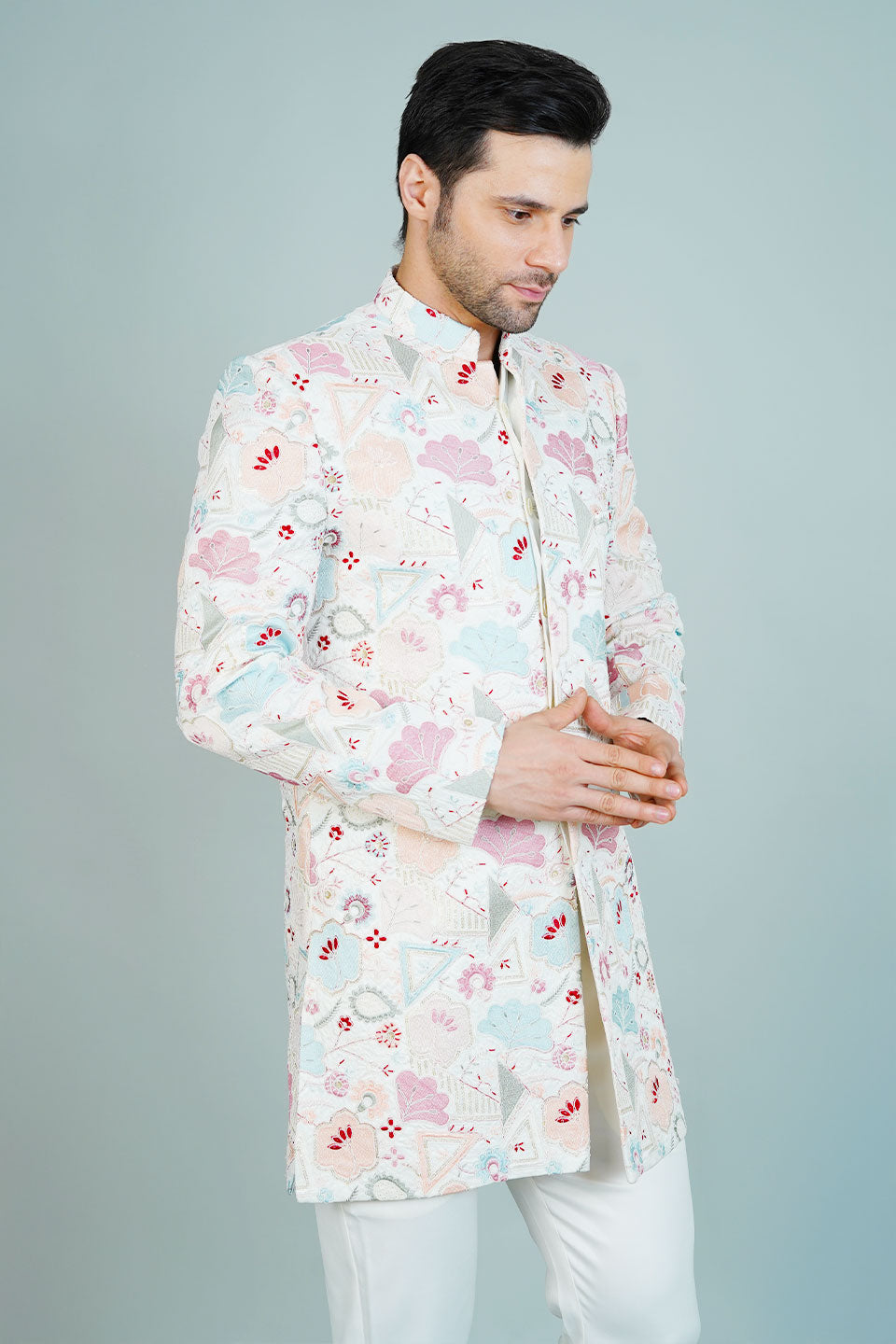 Polyester Satin Cream Bandhgala