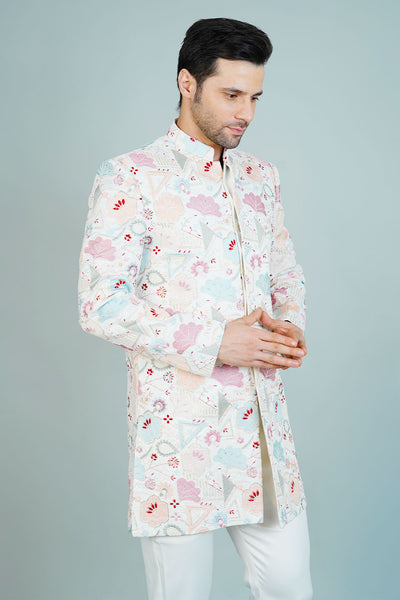 Polyester Satin Cream Bandhgala