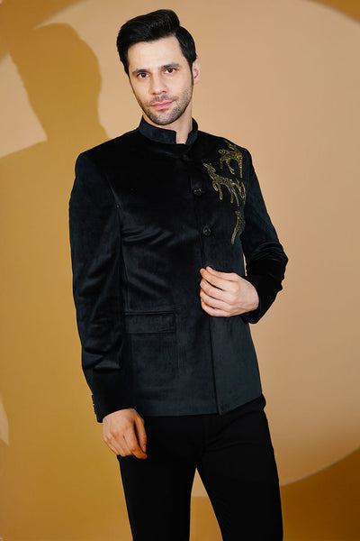 Velvet Black Bandhgala