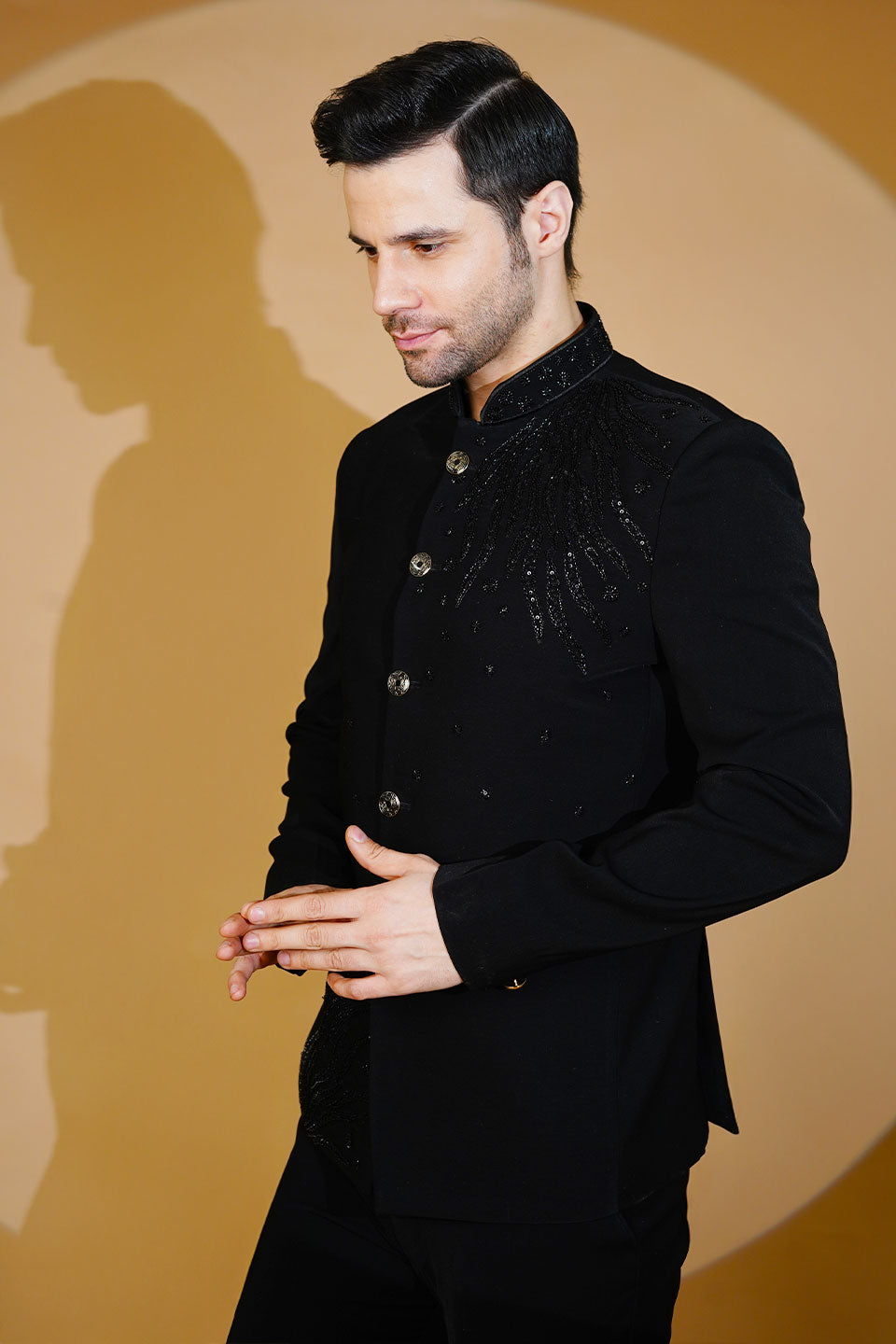 Polyester Satin Black Suit