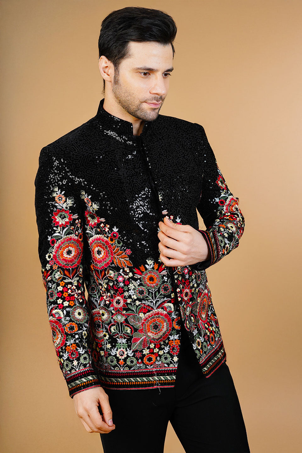 Velvet Black Bandhgala