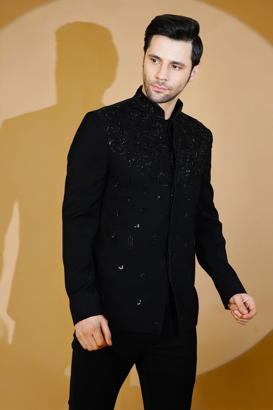 Polyester Satin Black Suit