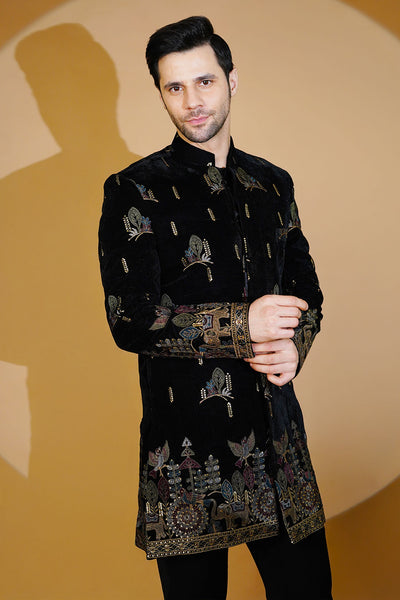 Velvet Black Bandhgala