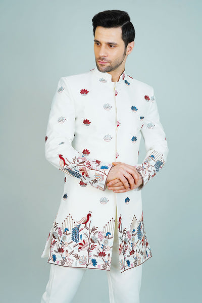 Polyester Satin White Bandhgala