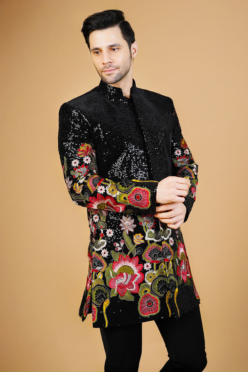 Velvet Black Bandhgala