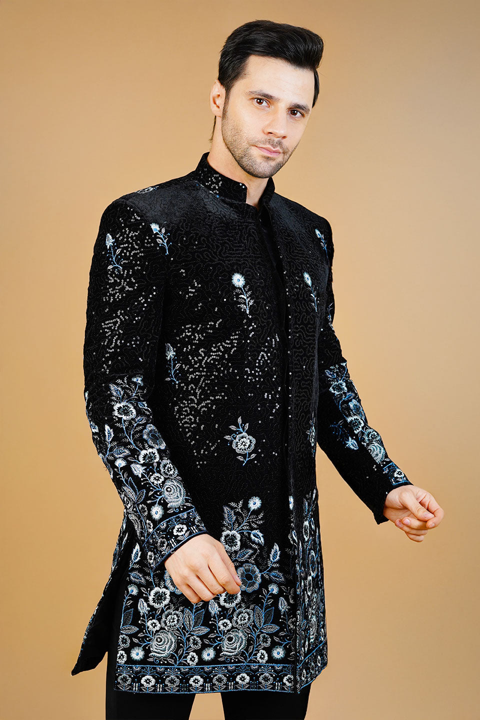 Velvet Black Bandhgala