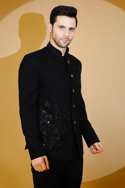 Polyester Satin Black Suit