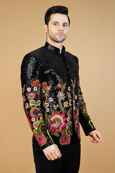 Velvet Black Bandhgala