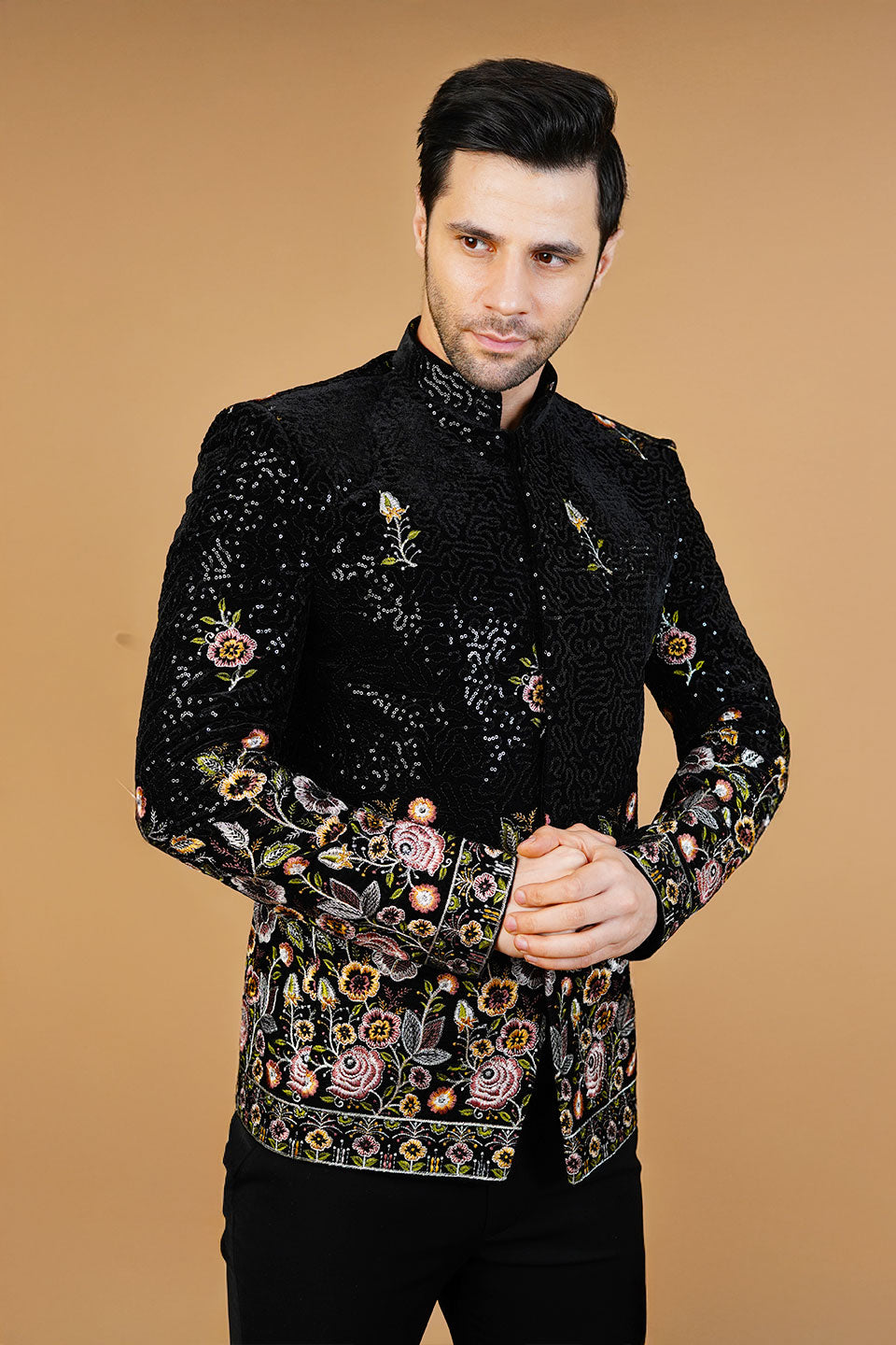 Velvet Black Bandhgala