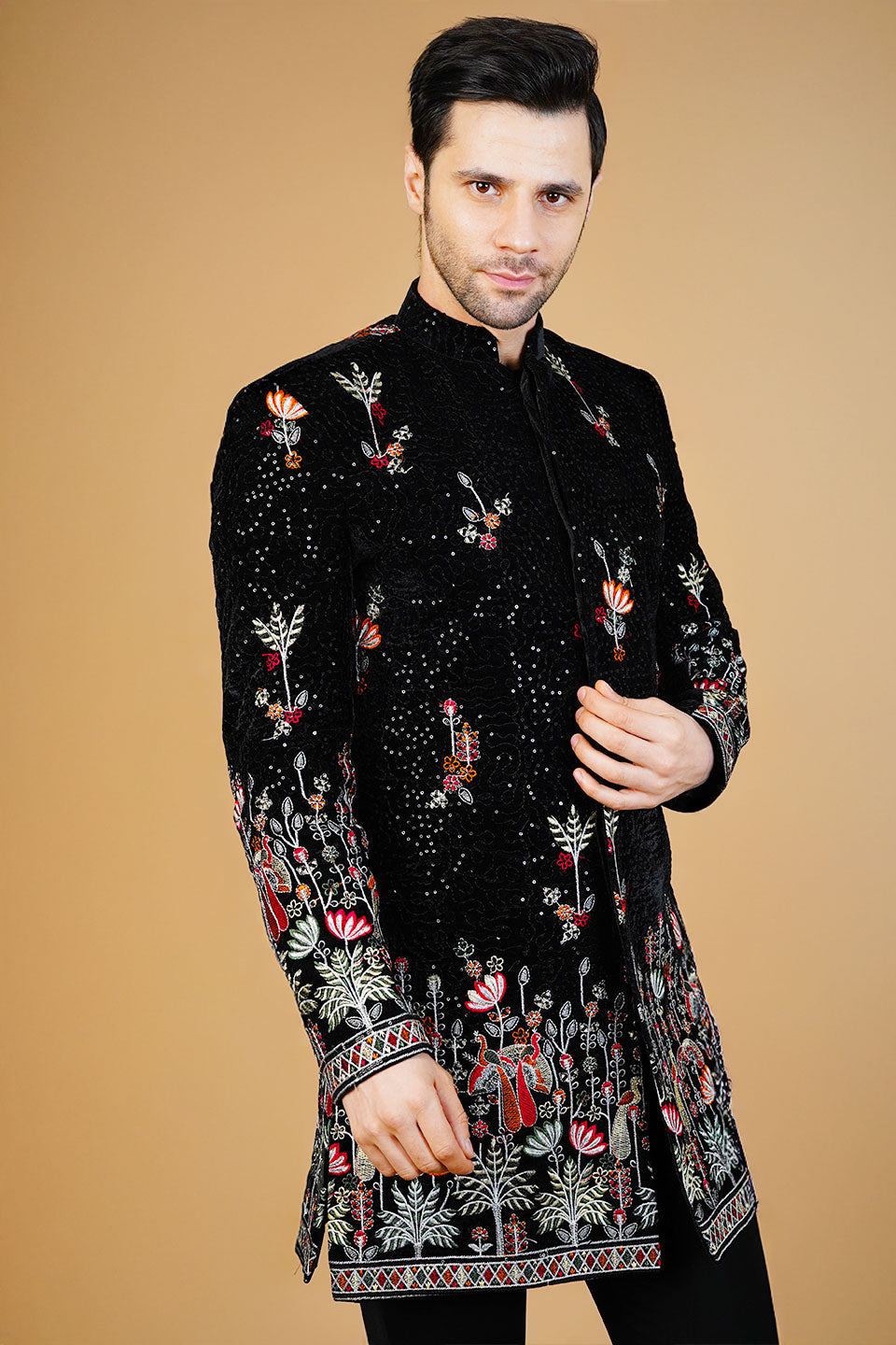 Velvet Black Bandhgala