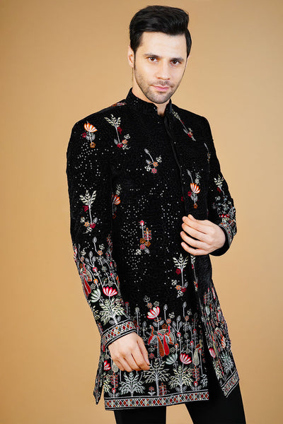 Velvet Black Bandhgala