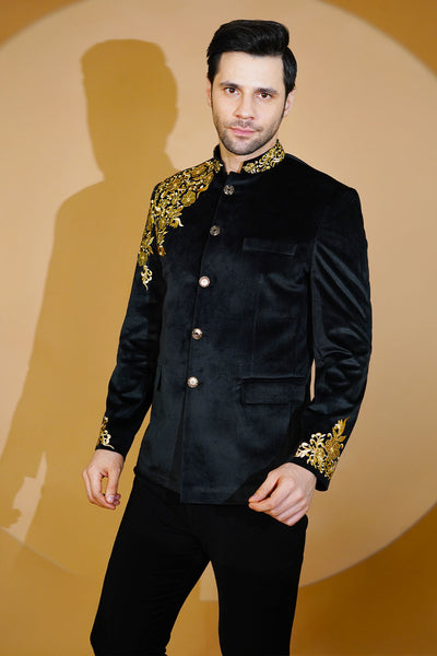 Velvet Black Bandhgala