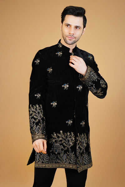 Velvet Black Bandhgala