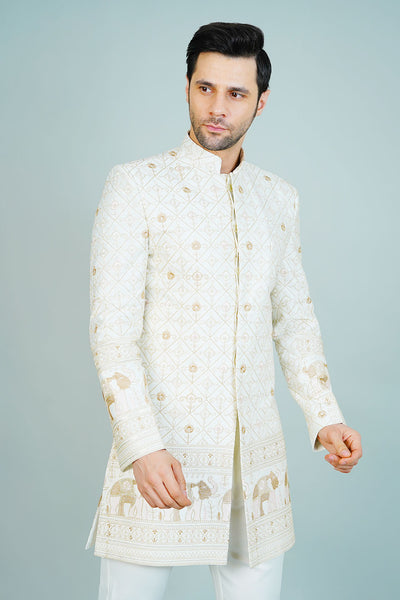 Polyester Satin Cream Bandhgala