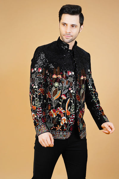 Velvet Black Bandhgala