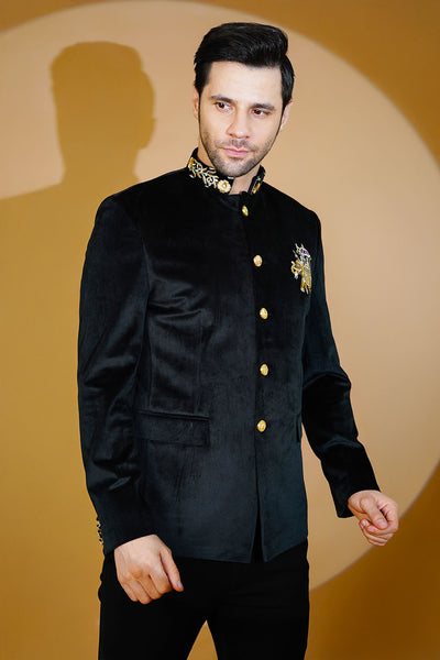 Velvet Black Bandhgala