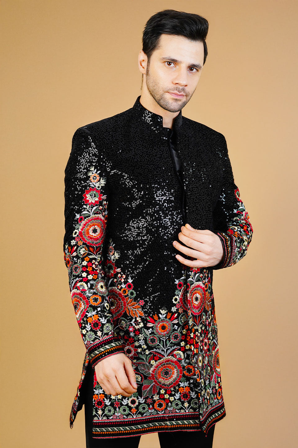 Velvet Black Bandhgala