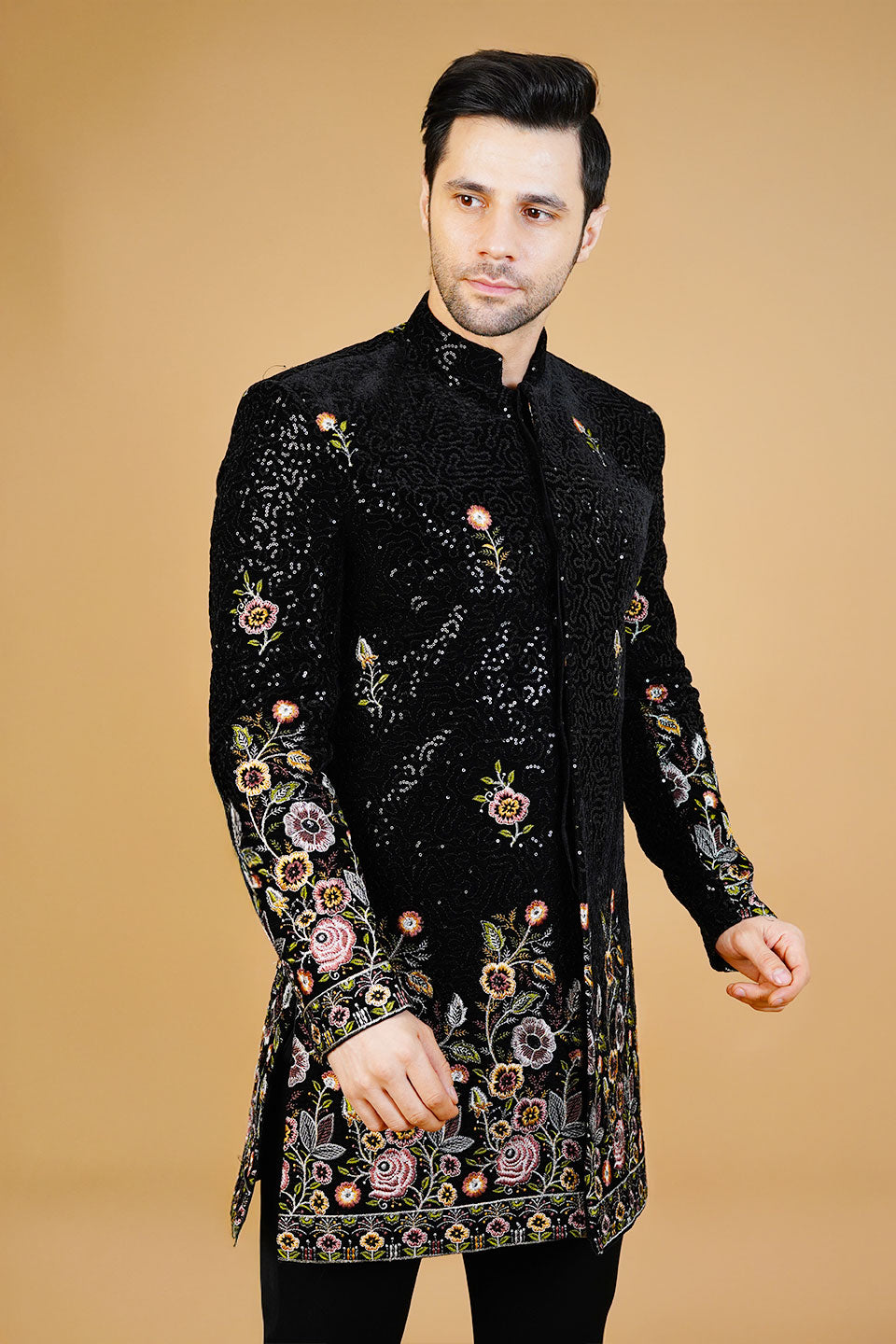 Velvet Black Bandhgala