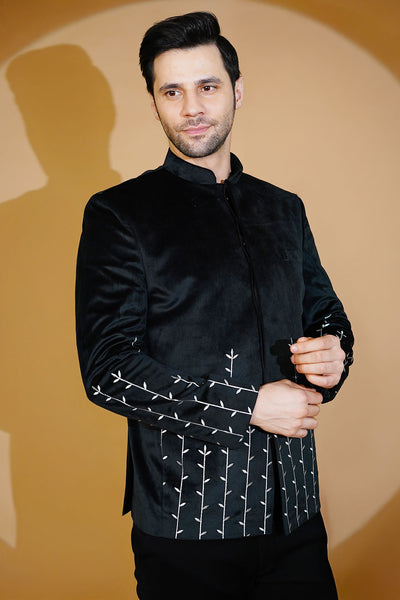 Velvet Black Bandhgala