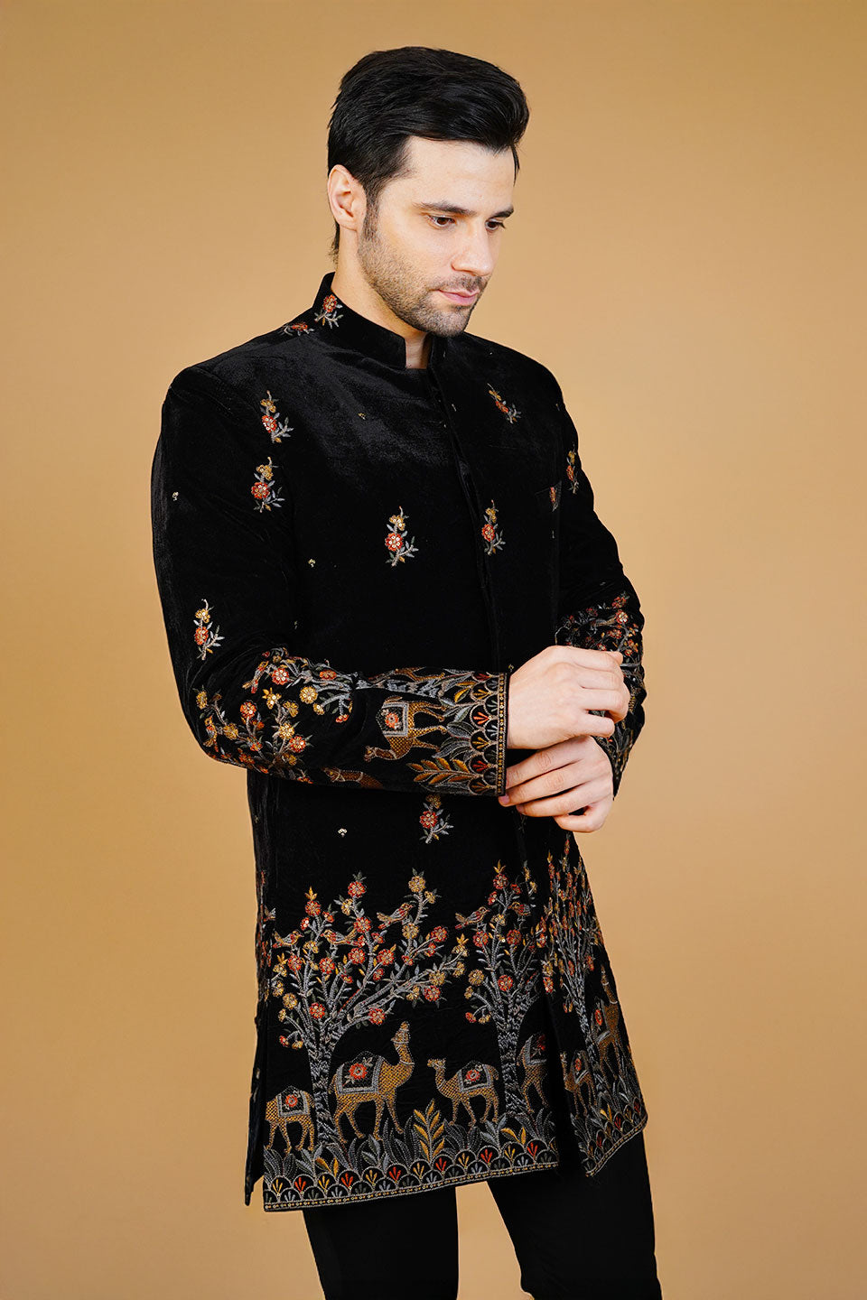 Velvet Black Bandhgala