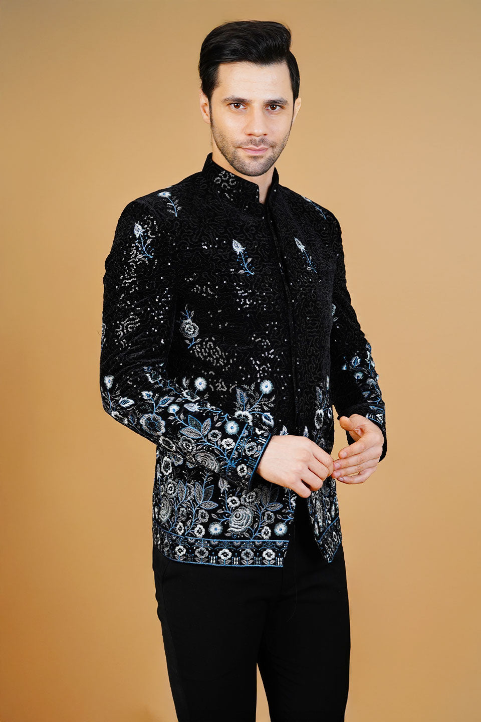 Velvet Black Bandhgala