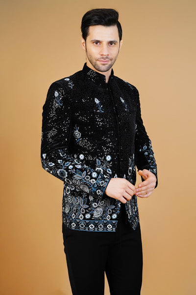 Velvet Black Bandhgala