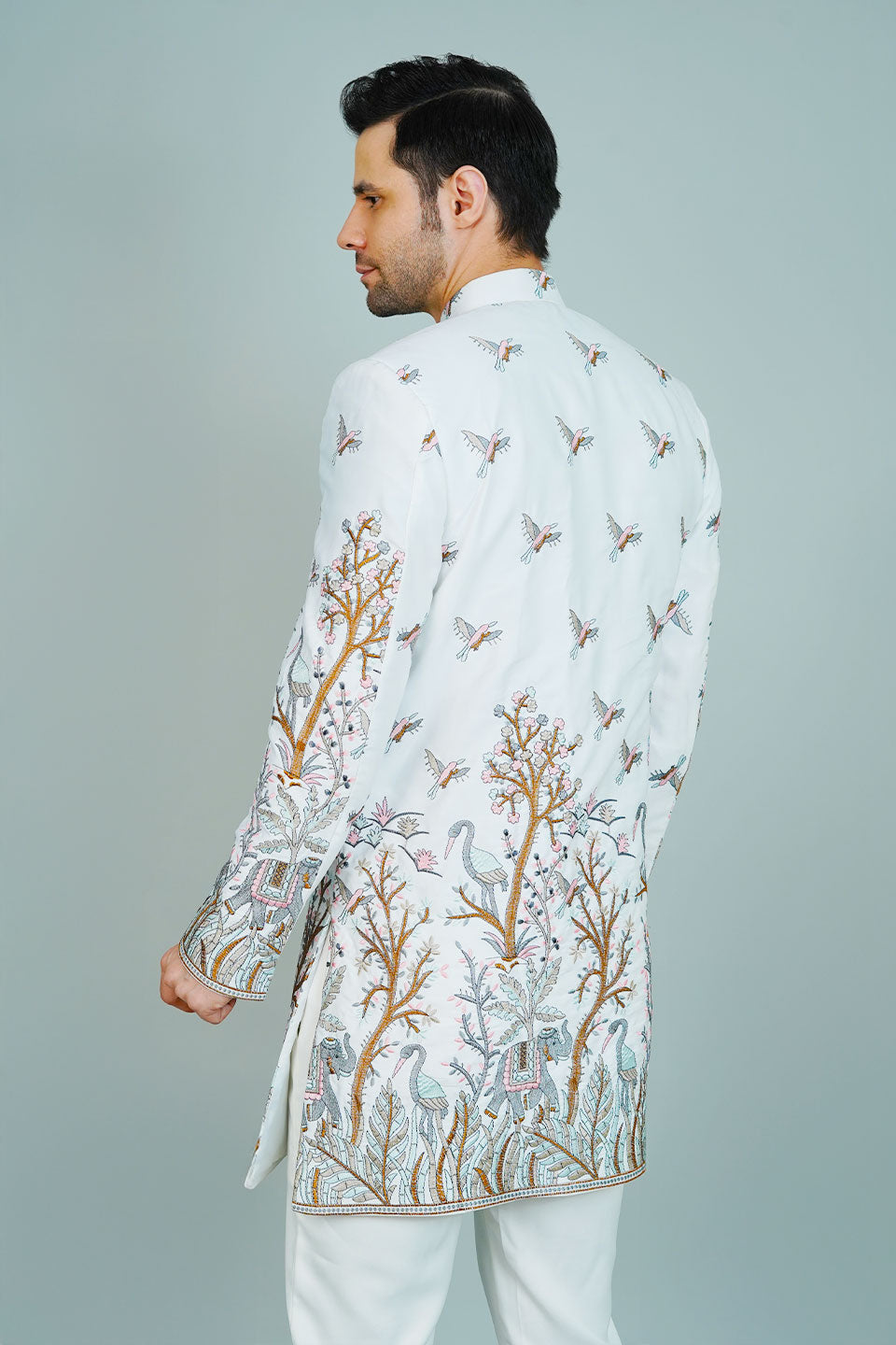 Polyester Satin White Bandhgala