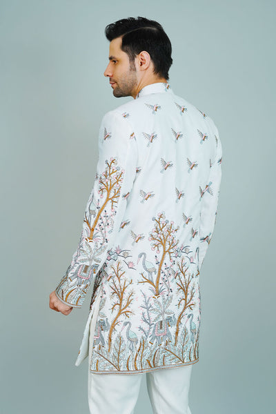 Polyester Satin White Bandhgala