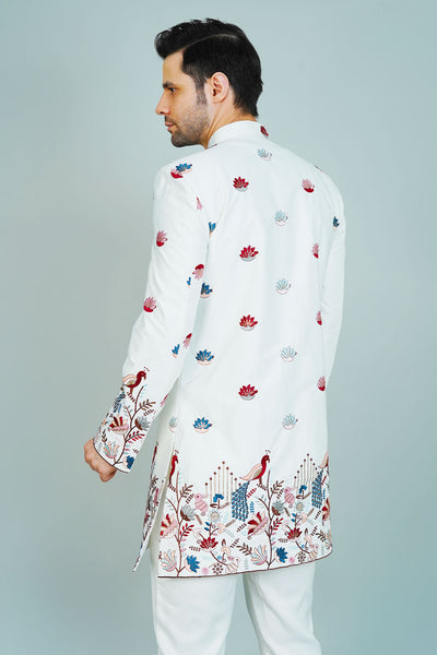 Polyester Satin White Bandhgala