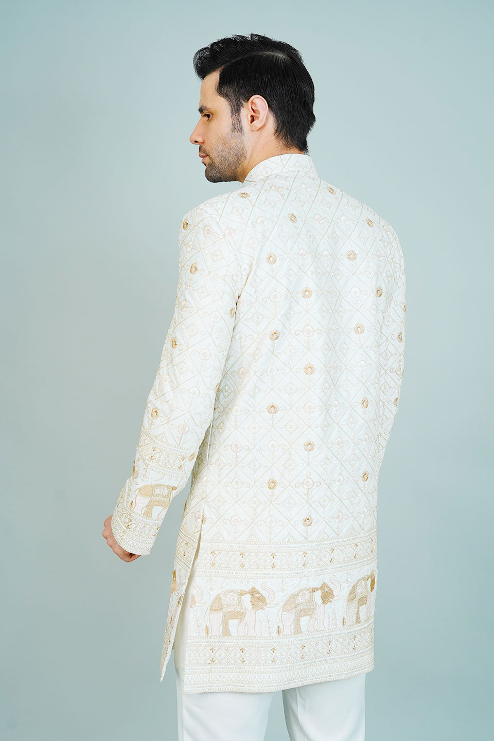 Polyester Satin Cream Bandhgala