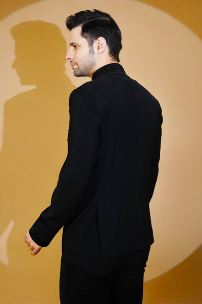 Polyester Satin Black Suit