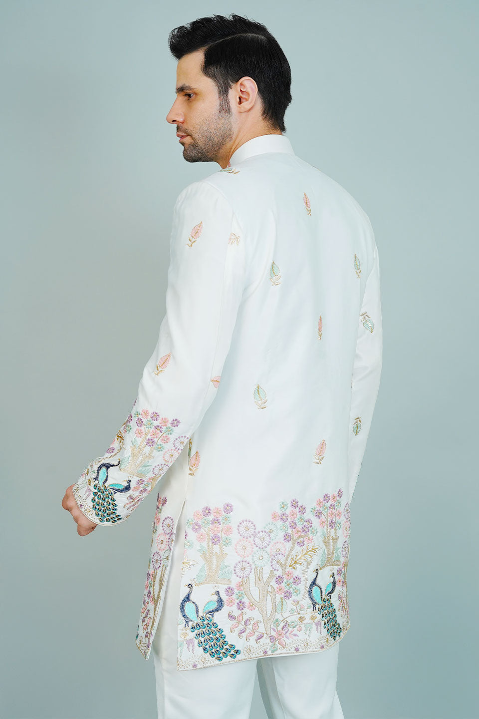 Polyester Satin White Bandhgala