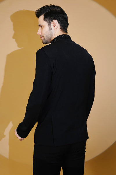 Polyester Satin Black Suit