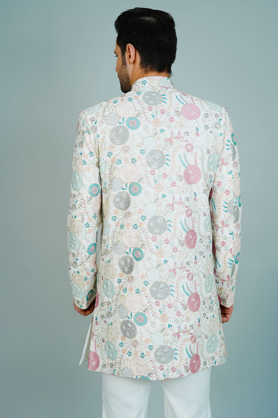 Polyester Satin White Bandhgala