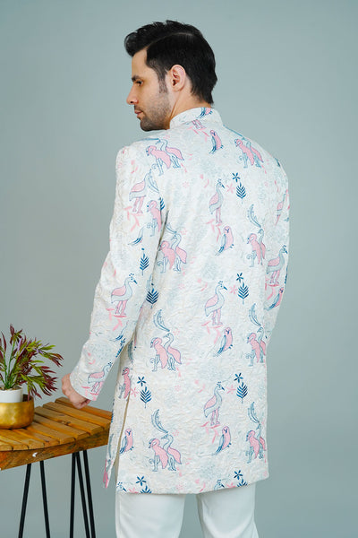 Polyester Satin White Bandhgala