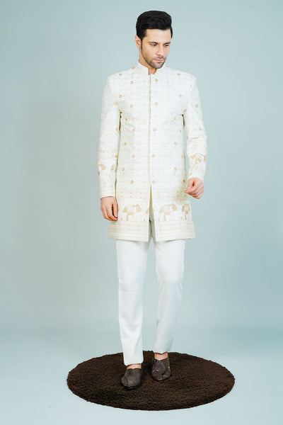 Polyester Satin Cream Bandhgala